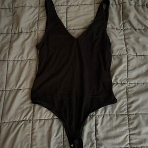 Lulu's Black V-Neck Bodysuit